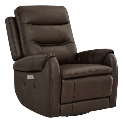 Carrie Swivel Genuine Leather Power Recliner with Power Headrest