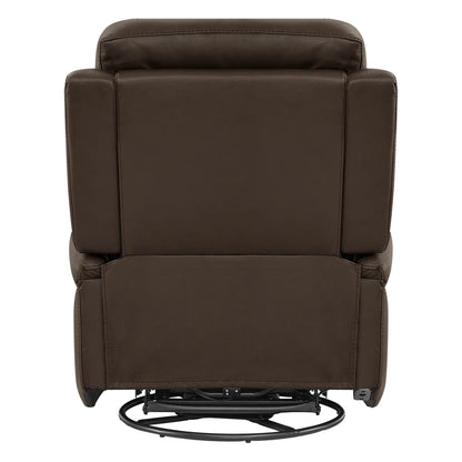Carrie Swivel Genuine Leather Power Recliner with Power Headrest
