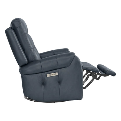 Carrie Swivel Genuine Leather Power Recliner with Power Headrest
