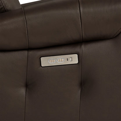 Carrie Swivel Genuine Leather Power Recliner with Power Headrest