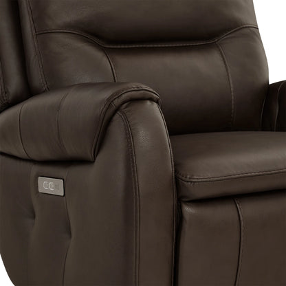 Carrie Swivel Genuine Leather Power Recliner with Power Headrest
