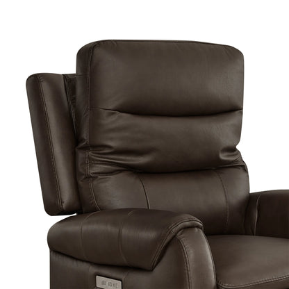 Carrie Swivel Genuine Leather Power Recliner with Power Headrest