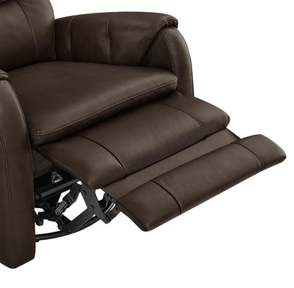 Carrie Swivel Genuine Leather Power Recliner with Power Headrest