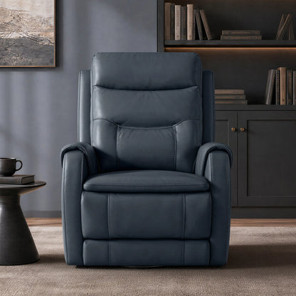 Carrie Swivel Genuine Leather Power Recliner with Power Headrest