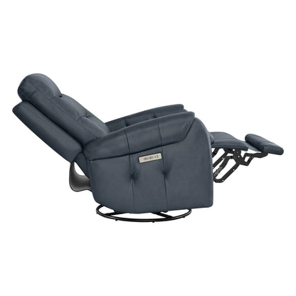 Carrie Swivel Genuine Leather Power Recliner with Power Headrest