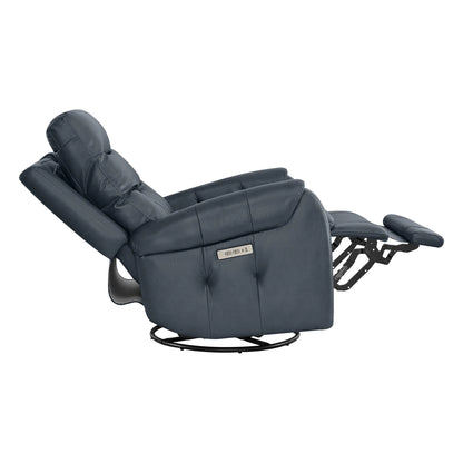 Carrie Swivel Genuine Leather Power Recliner with Power Headrest