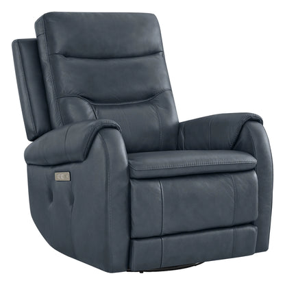 Carrie Swivel Genuine Leather Power Recliner with Power Headrest