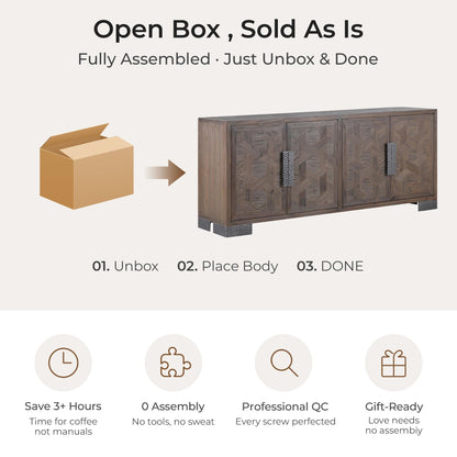 71'' Megan Reclaimed Fir Sideboard with Metal Handles