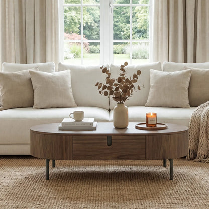 Blake Oval Storage Coffee Table with Two Drawers