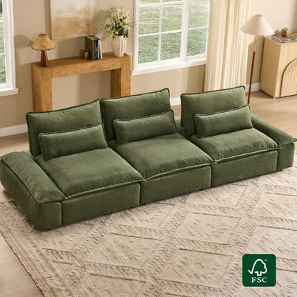 Ace Minimalist Chenille Adjustable Backrest 3-Seater Modular Sofa with Storage Armrest