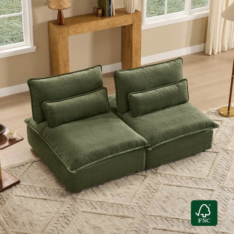 Ace Minimalist Chenille Adjustable Backrest Armless Lounge Sofa