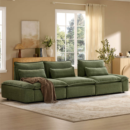 Ace Deep Adjustable Backrest 3-Seater Modular Sofa with Storage Armrest