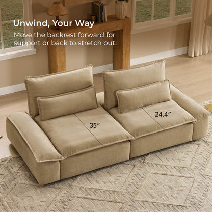 Ace Deep Adjustable Backrest 3-Seater Modular Sofa with Storage Armrest