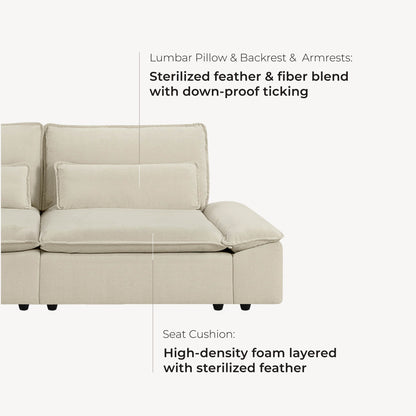 Ace Deep Adjustable Backrest 3-Seater Modular Sofa with Storage Armrest