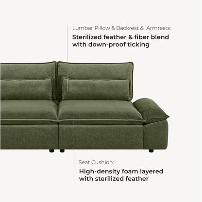 Ace Minimalist Chenille Adjustable Backrest 4-Seater Modular Sofa with Storage Armrest