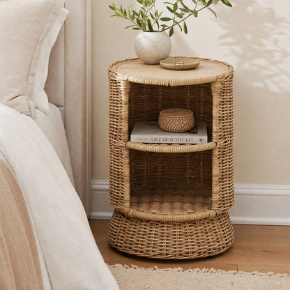 Cassie Rattan Storage Outdoor & Indoor Side Table