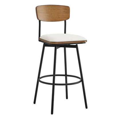 Aislinn swivel bar stool with wood backrest and cream seat in modern kitchen - CHITA Living