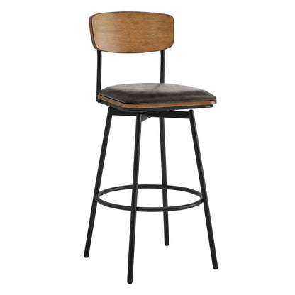 Aislinn swivel bar stool with gray seat and wood backrest in stylish kitchen setting - CHITA Living