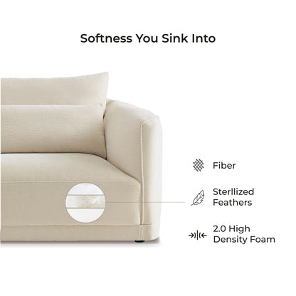 Daisy 3-Seat Modular Curved Chenille Sectional Sofa with Chaise and Down-Filled