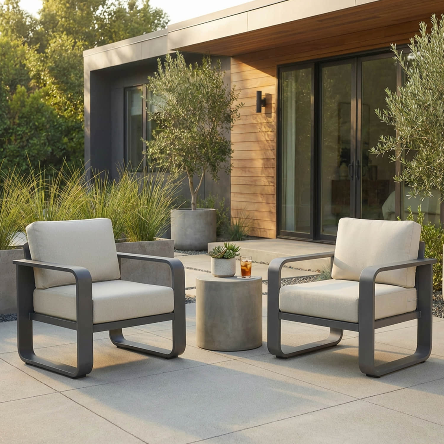 Dylan Modern Outdoor Patio Armchair (Set of 2)