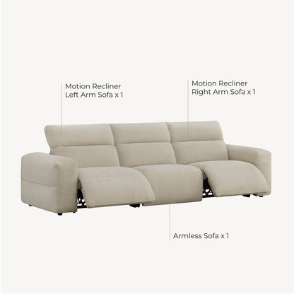 Haley Buttery-Soft 3-Seat Modular Power Reclining Sofa with Power Headrests