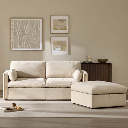 Jonathan Modern Cozy Chenille 3-seat Modular Sofa with Hidden Storage