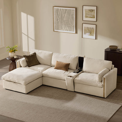 Jonathan Modern Cozy Chenille 4-seat Modular Sofa with Hidden Storage