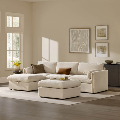 Jonathan Modern Cozy Chenille 4-seat Modular Sofa with Hidden Storage