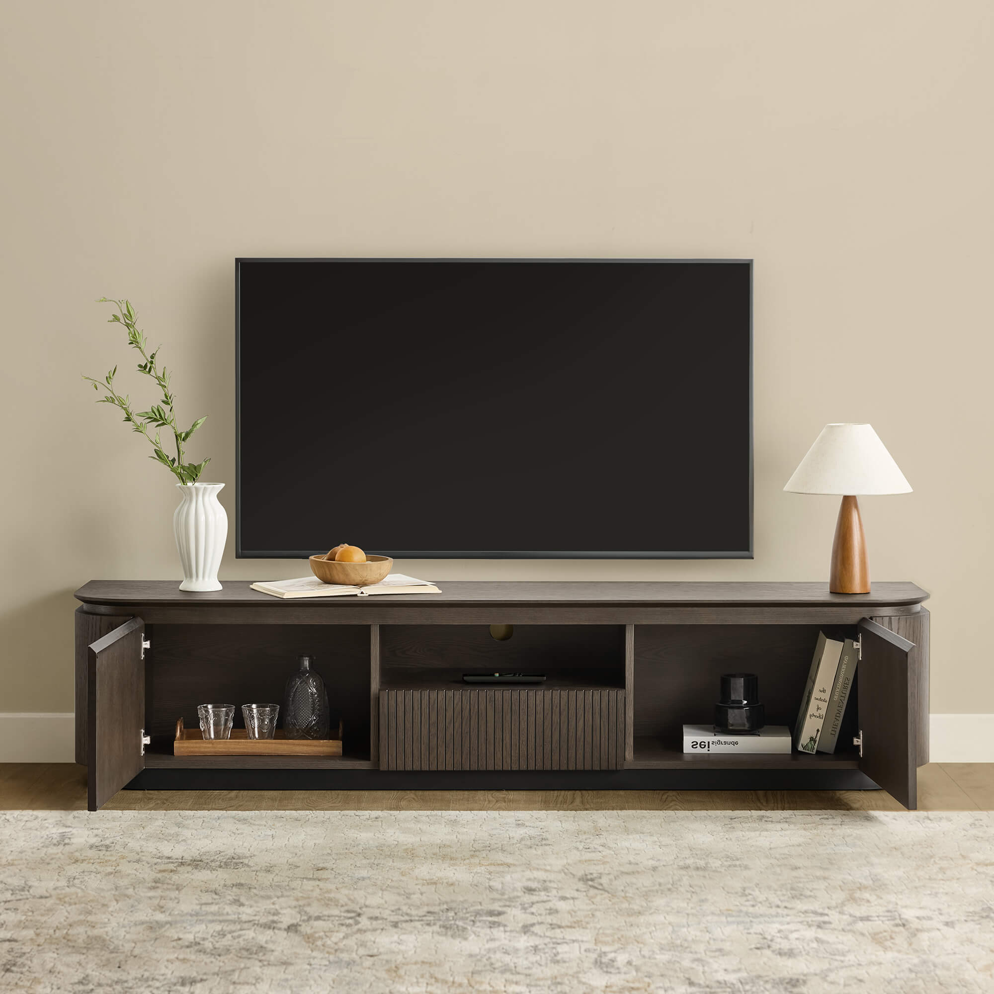 79" Moore Modern Wood TV Stand with Drawer