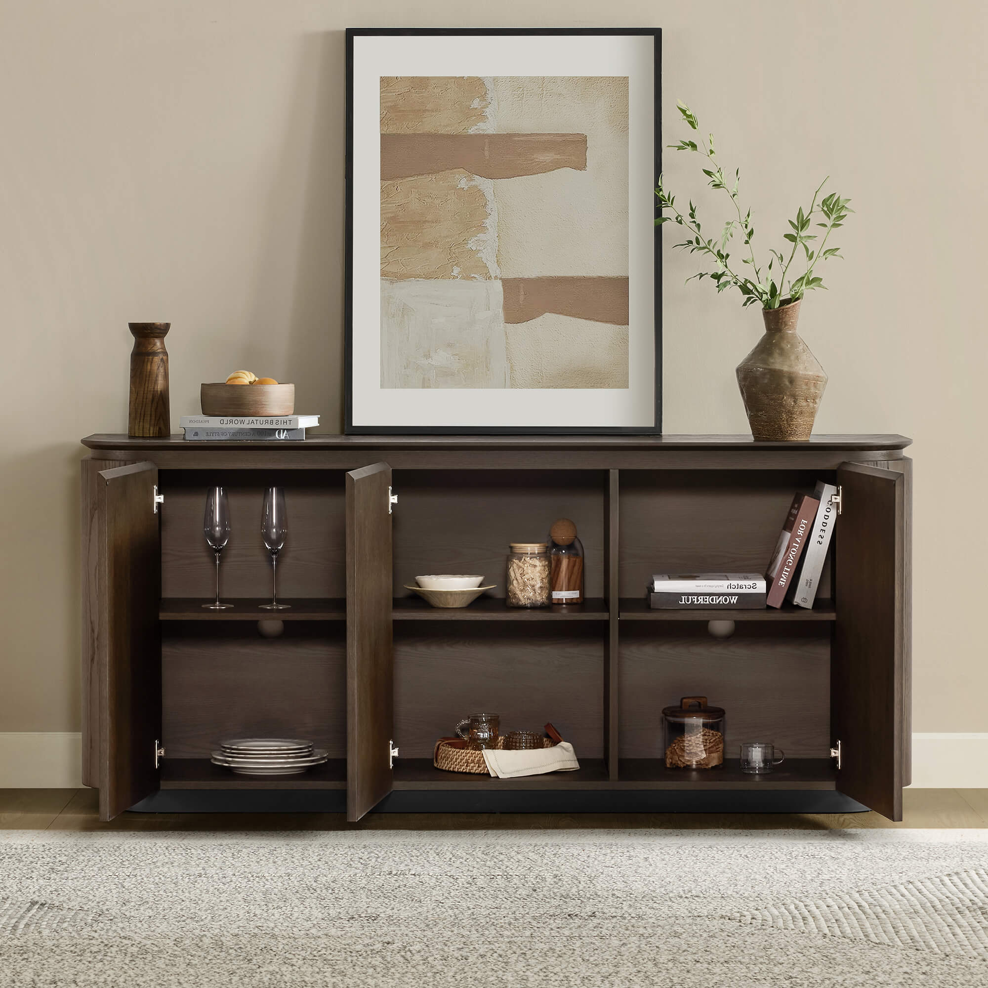 71" Moore Rounded Corner Sideboard Buffet with Doors