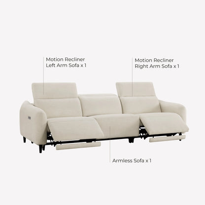 Diya Soft & Breathable 2-Seater Reclining Sofa with Power Headrest