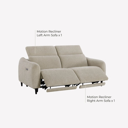 Diya Soft & Breathable 2-Seater Reclining Sofa with Power Headrest