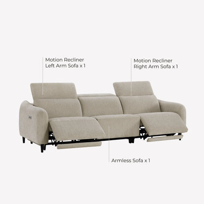 Diya Soft & Breathable 2-Seater Reclining Sofa with Power Headrest