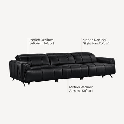 Elan Streamlined Zero Gravity Genuine Leather 3 Seater Reclining Sofa