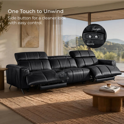 Elan Streamlined Zero Gravity Genuine Leather 3 Seater Reclining Sofa