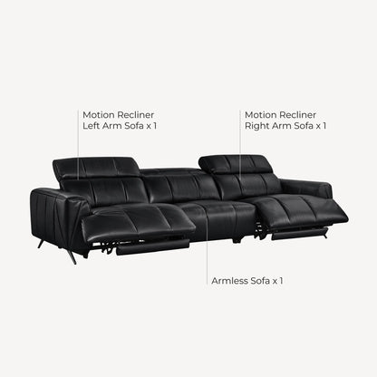Elan Streamlined Zero Gravity Genuine Leather 3 Seater Reclining Sofa