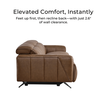 Elan Streamlined Zero Gravity Genuine Leather 3 Seater Reclining Sofa
