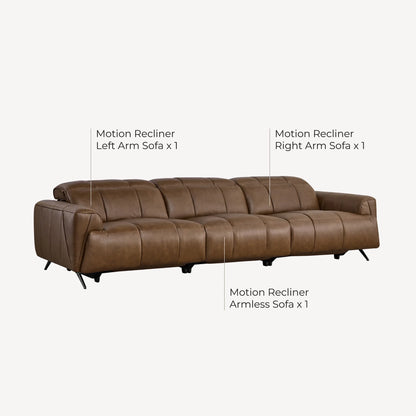 Elan Streamlined Zero Gravity Genuine Leather 3 Seater Reclining Sofa