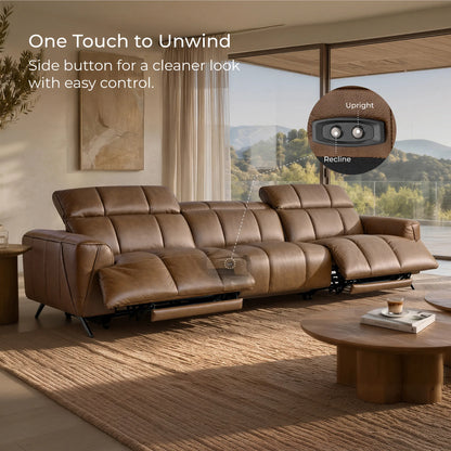 Elan Streamlined Zero Gravity Genuine Leather 3 Seater Reclining Sofa