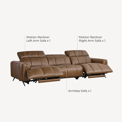 Elan Streamlined Zero Gravity Genuine Leather 3 Seater Reclining Sofa