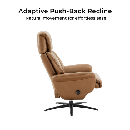 Leslie Genuine Leather Swivel Reclining Chair & Ottoman