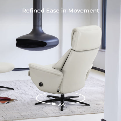 Leslie Genuine Leather Swivel Reclining Chair & Ottoman