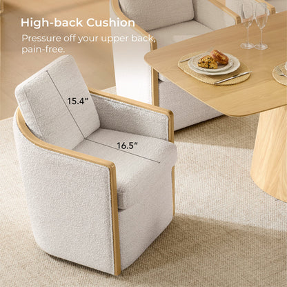 Talia Performance Boucle Rolling Dining Chair (Set of 2)