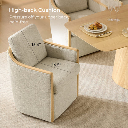 Talia Performance Boucle Rolling Dining Chair (Set of 2)