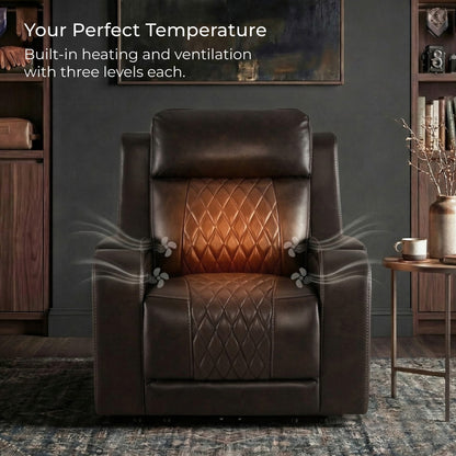 Victor Genuine Leather Power Recliner with Heat & Cooling