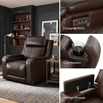 Victor Genuine Leather Power Recliner with Heat & Cooling