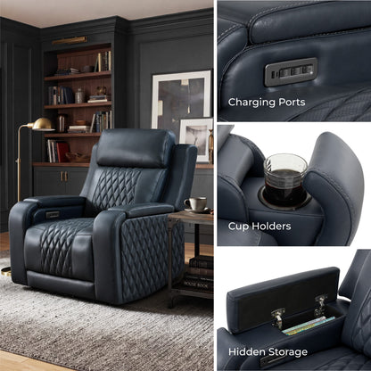 Victor Genuine Leather Power Recliner with Heat & Cooling