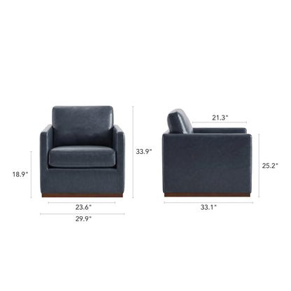 Henry Swivel Accent Chair with Wood Base