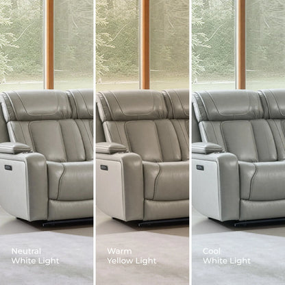 Sable Super Zero-Gravity Power Reclining Sofa with Reading Light & Drop-Down Table