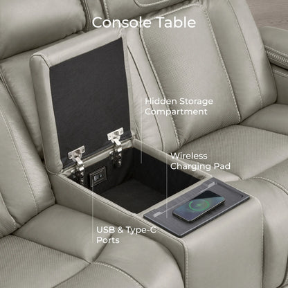 Sable Super Zero-Gravity Power Reclining Sofa with Reading Light & Drop-Down Table